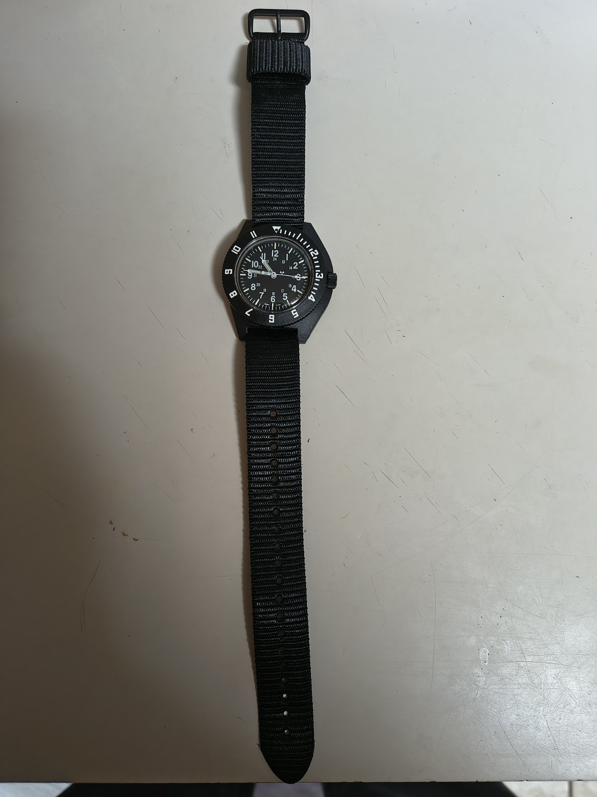 U.S.G.I. Pilot/Navigator Watch, Black, MIL-PRF-46374G, New Old Stock.