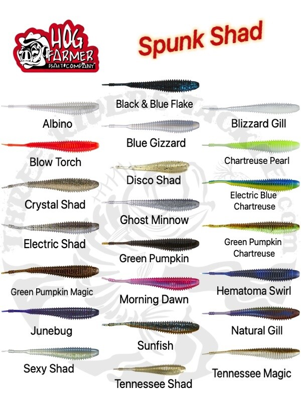 Hog Farmer Baits Spunk Shad Swimbait / Trailer - Choose Size / Color