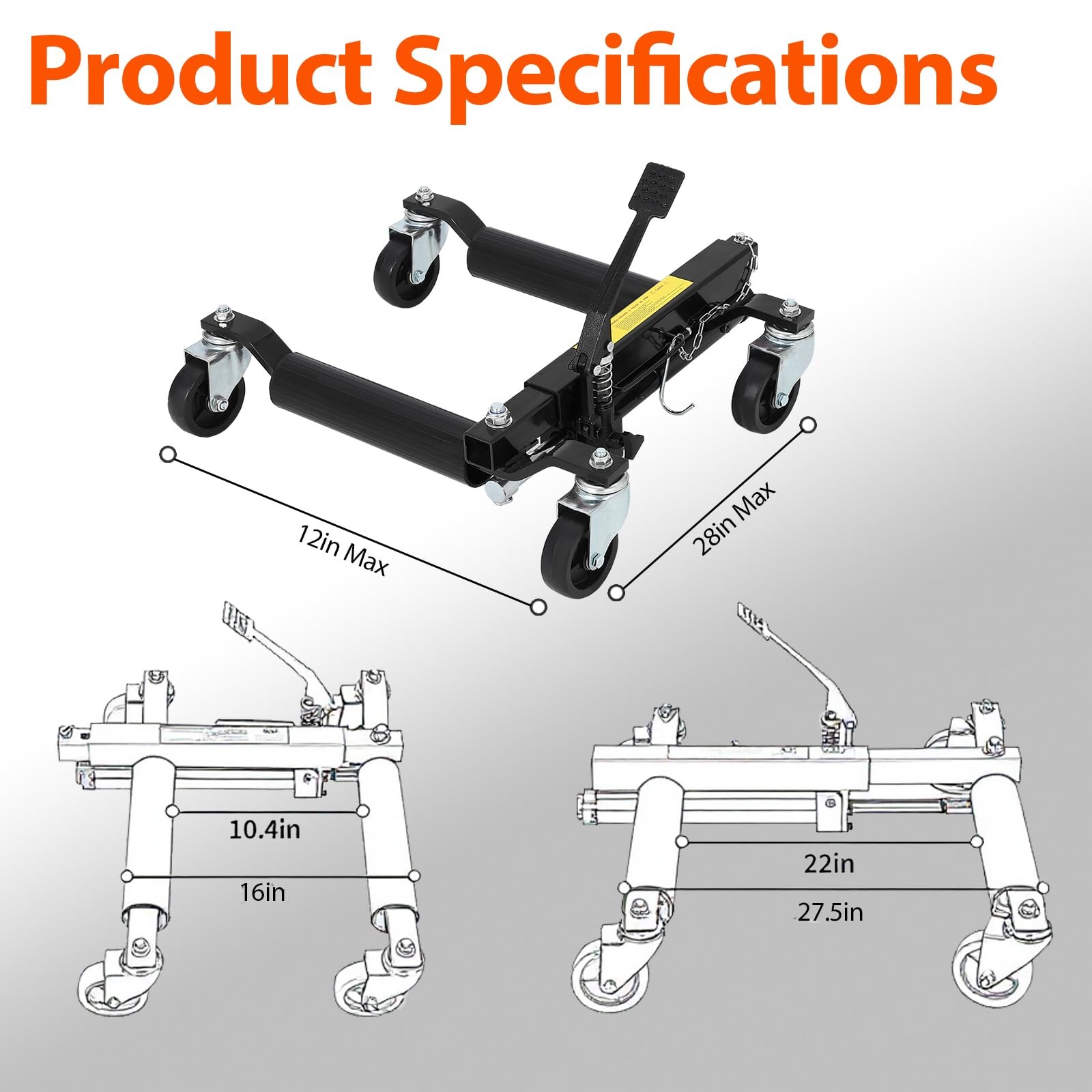 4 PCS Car Wheel Dolly 6000 Lbs Heavy Duty Hydraulic Vehicle Positioning Jacks