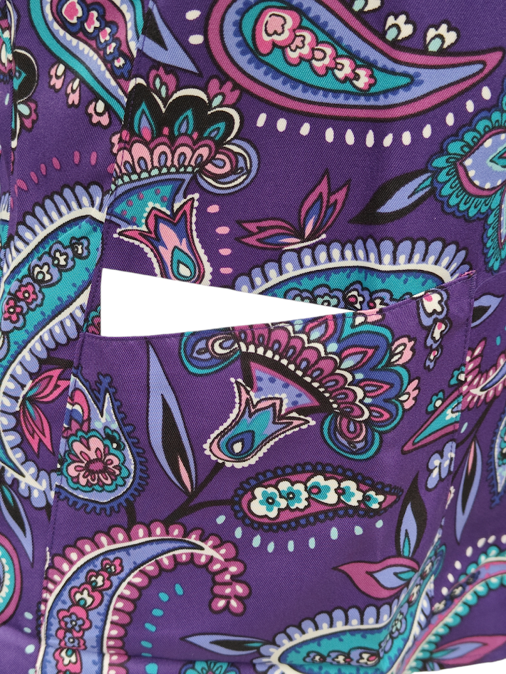 Vera Bradley Halo V6117 MAK Makani Paisley Blackberry V-Neck Print Scrub Top