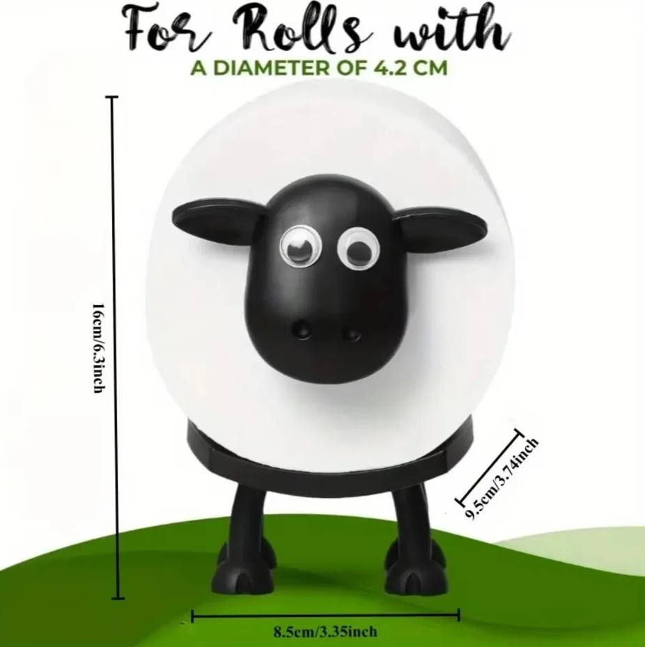 Cute Sheep Toilet Paper Holder Cartoon Bathroom Decor Standalone