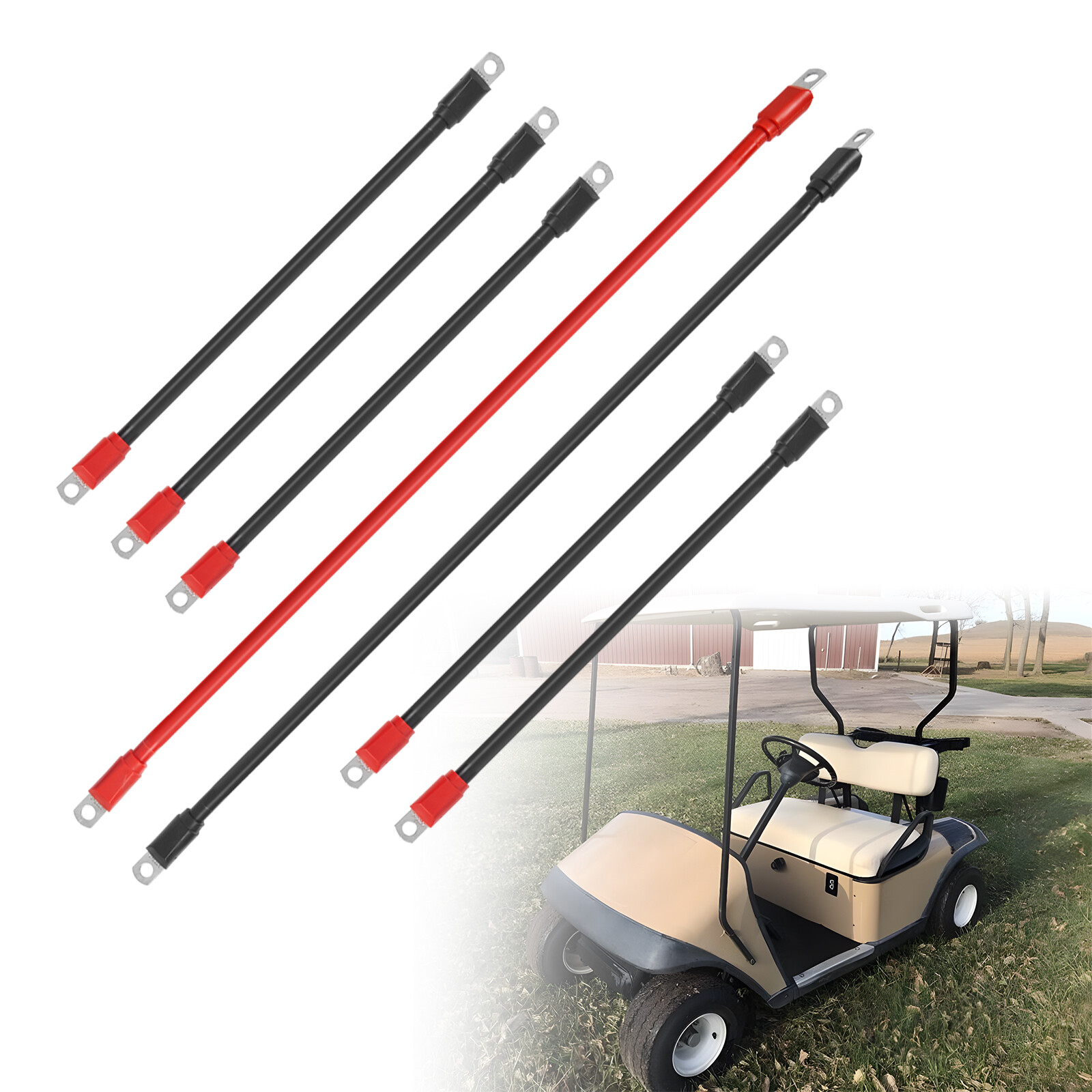 7Pcs Golf Cart Battery Cables Wiring Kit for EZGO TXT 1994-up 36 and 48 Volt