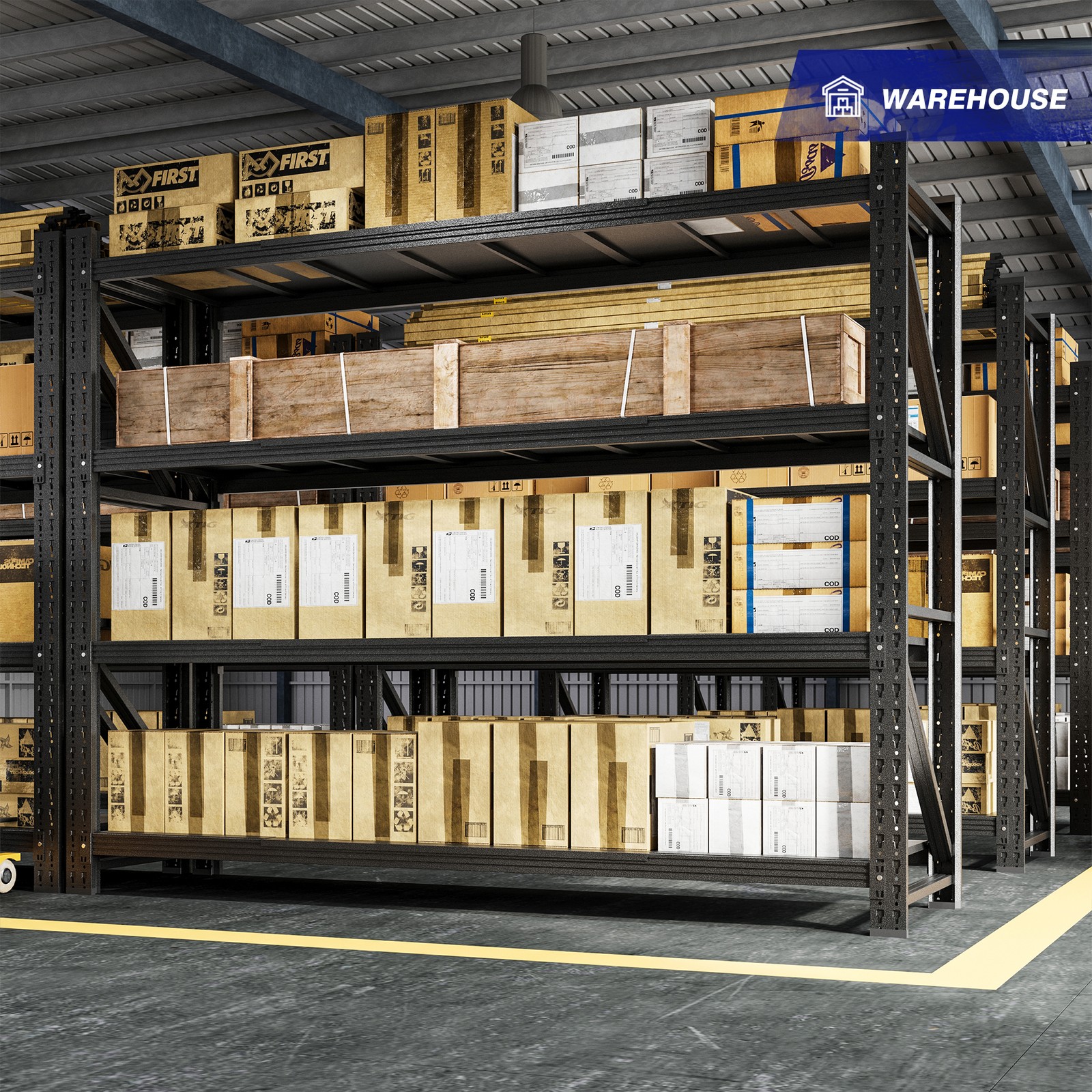 7000lb Heavy Duty Steel Shelves 79"W, Garage/Warehouse/Basement Storage Rack