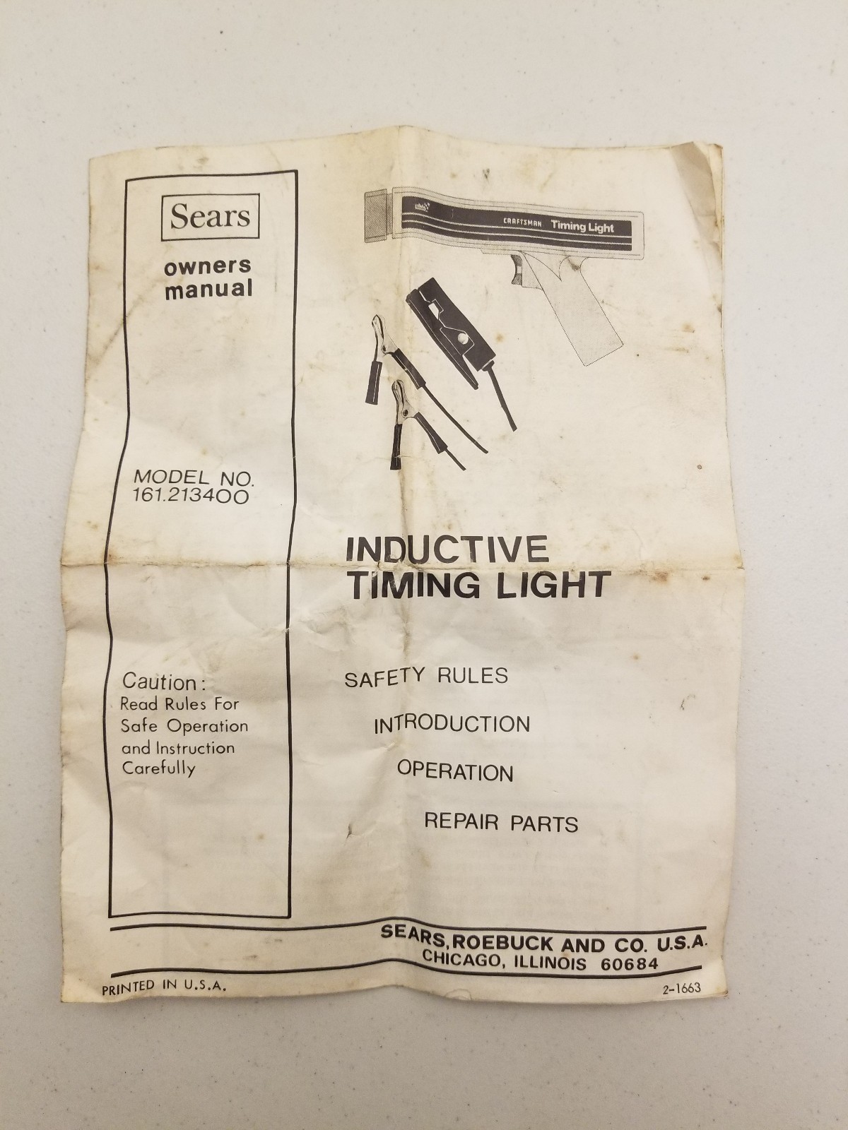 Vtg. Sears Craftsman Inductive Timing Light Gun 28-2134 w/Original Box UNTESTED