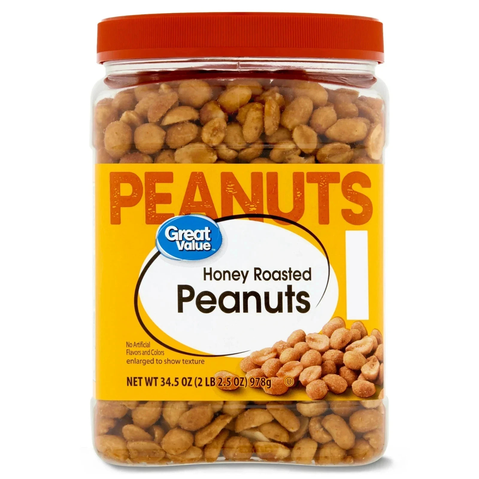Great Value Honey Roasted Peanuts, 34.5 oz