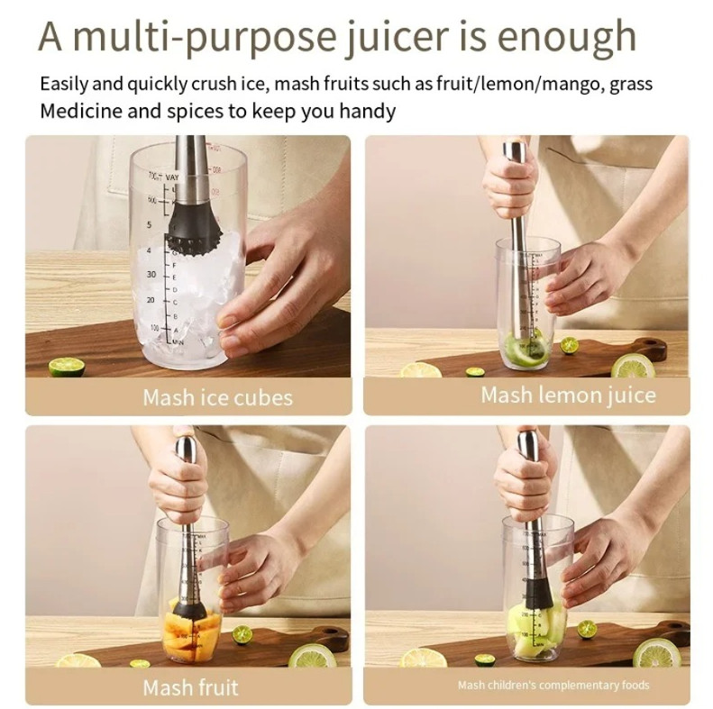 1pc Stainless Steel Ice Hammer & Muddler Stick for Cocktail & Fruit Use - NEW