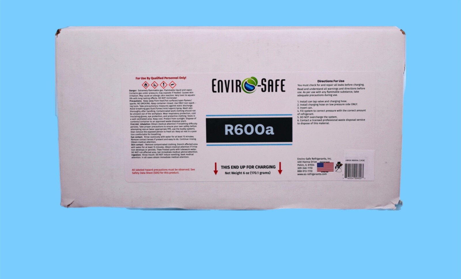 Enviro-Safe R600a Refrigerant | Inverted Piercing | 6 oz | 3 Cans + Brass Gauge