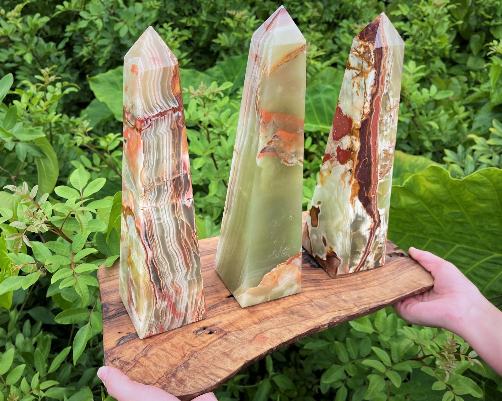 JUMBO 12" Green Onyx Obelisk (4-Sided Crystal Tower, Green Onyx Tower)