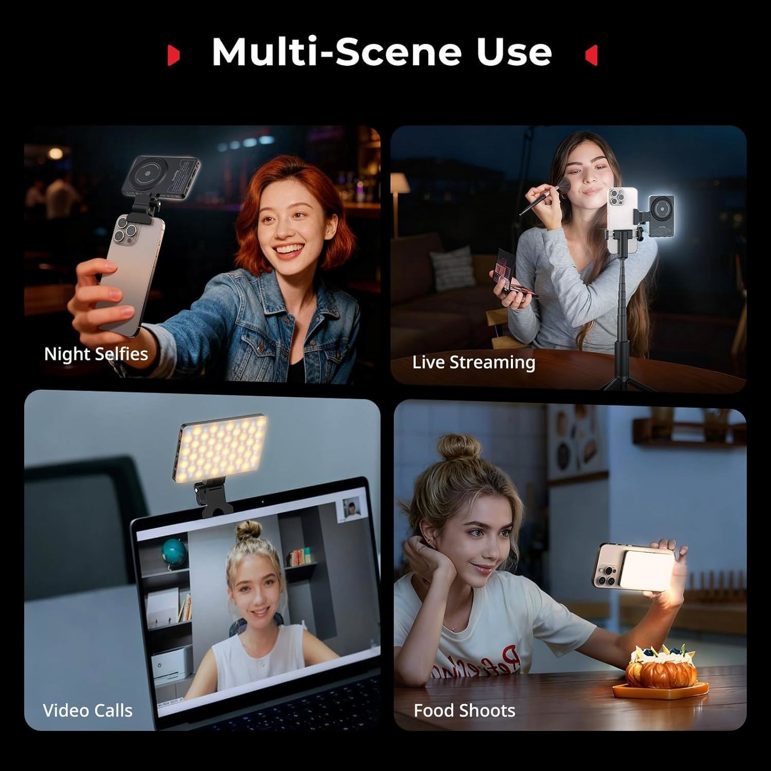 SmallRig Magnetic Selfie Phone LED Video Light 2700K-6500K for iPhone Camera