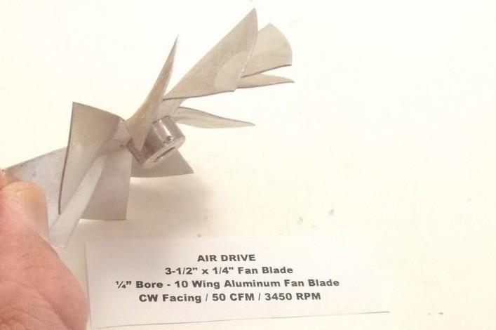AIR DRIVE 3-1/2" x 1/4" Fan Blade - 10 Wing Aluminum Fan Blade - 1/4" Bore - CW