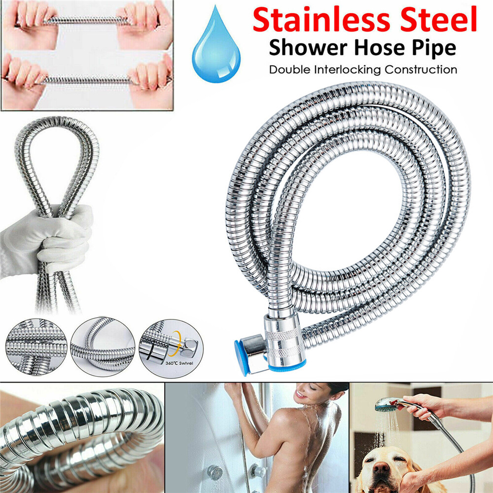 79" Shower Head Hose Handheld Extra Long Stainless Steel Bathroom Flexible Tube