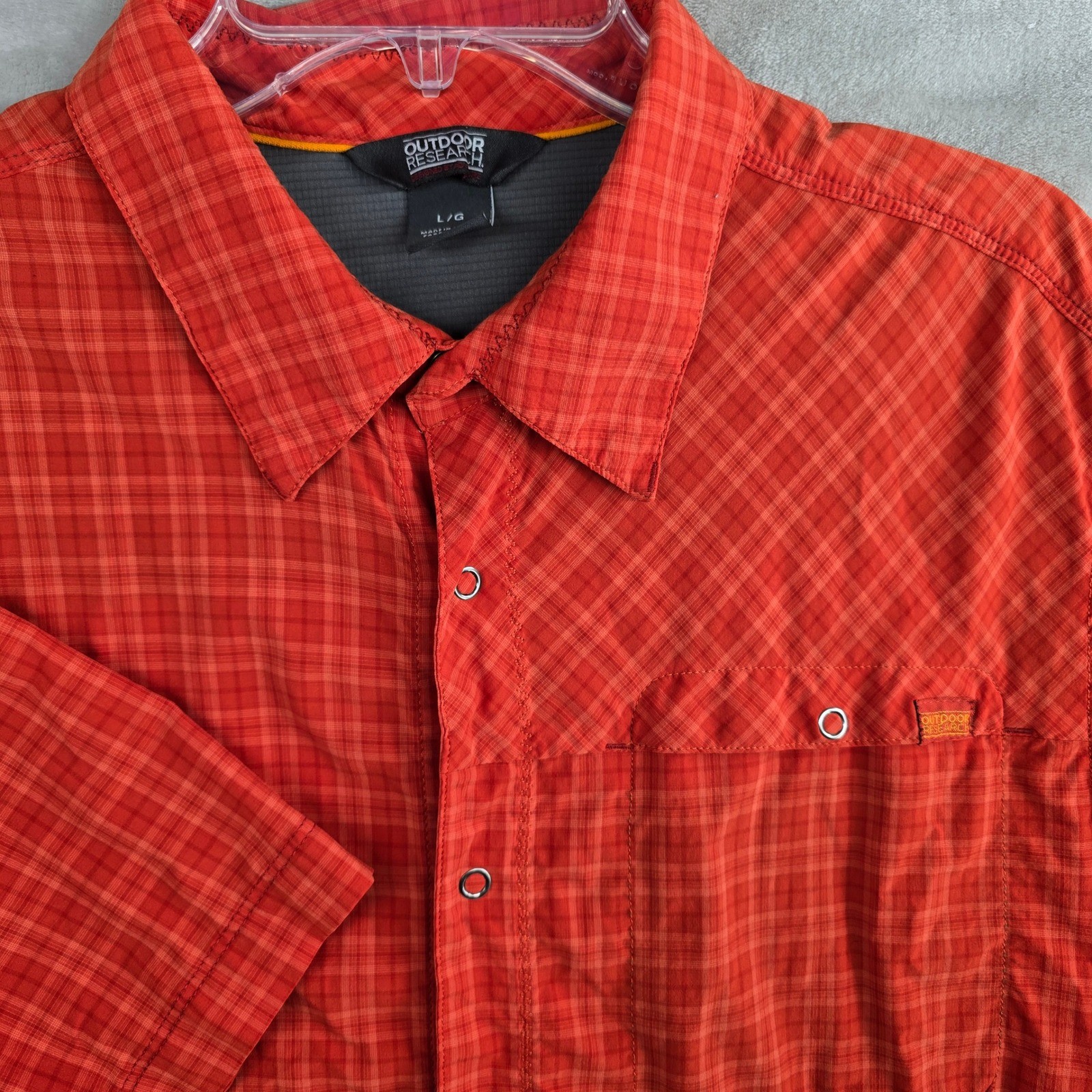 Outdoor Research Men's Astroman Plaid Snap Button Short Sleeve Shirt Large