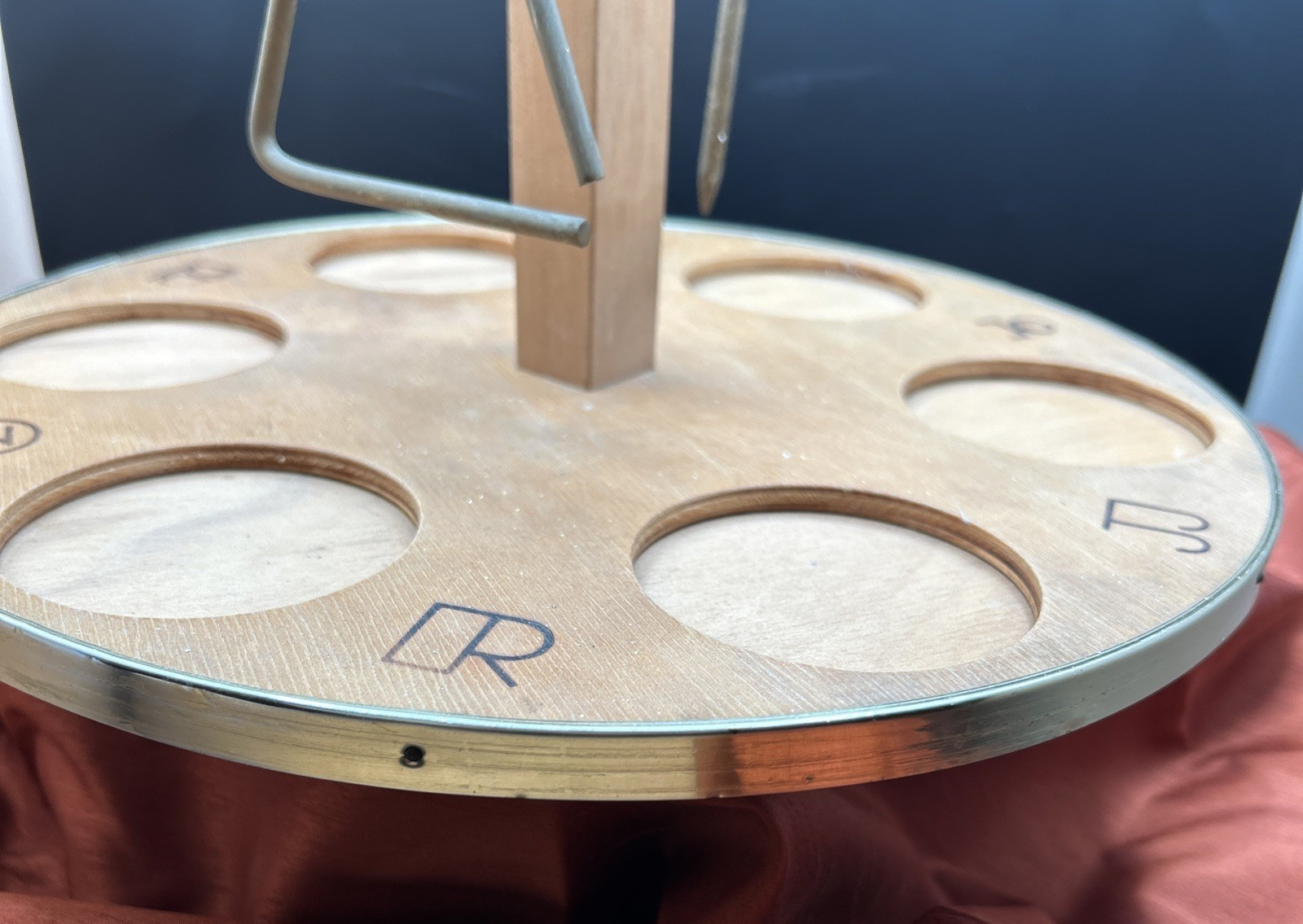 Vintage Siestaware Western / Wagon Wheel Bar Beverage Set with Caddy & Triangle