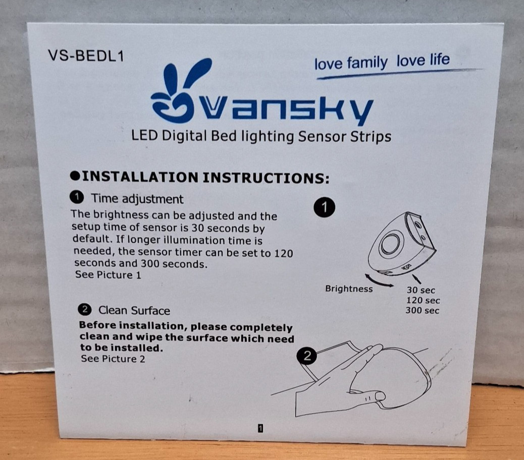 Vansky - Motion Activated - LED Under Bed Light - 5' Strip - Auto Shut Off - NEW