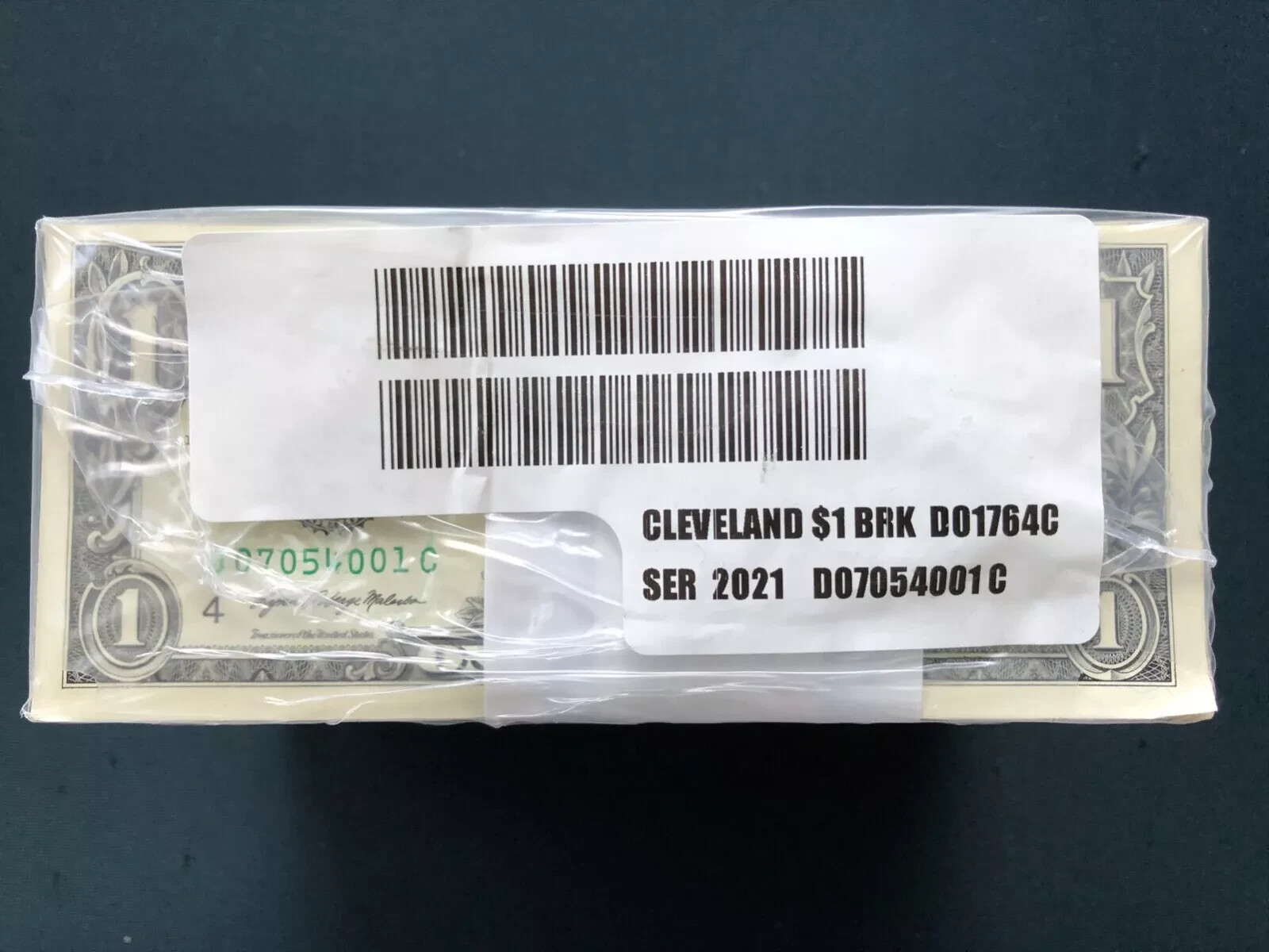 Lot of 100 Uncirculated One Dollar Bills 2021 Richmond Consecutive Notes BEP