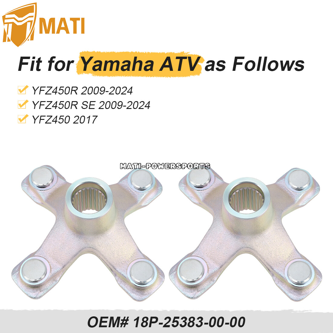 2 Rear Wheel Hubs for Yamaha YFZ450R 2009 2010 2011 2012 2013 2014 2015-2024 ATV