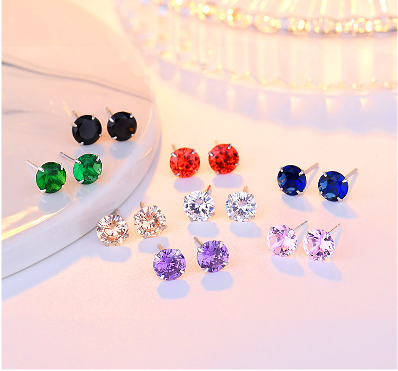GENUINE SOLID 925 STERLING SILVER CUBIC ZIRCONIA STUD EARRINGS 2-8mm WOMEN PE24