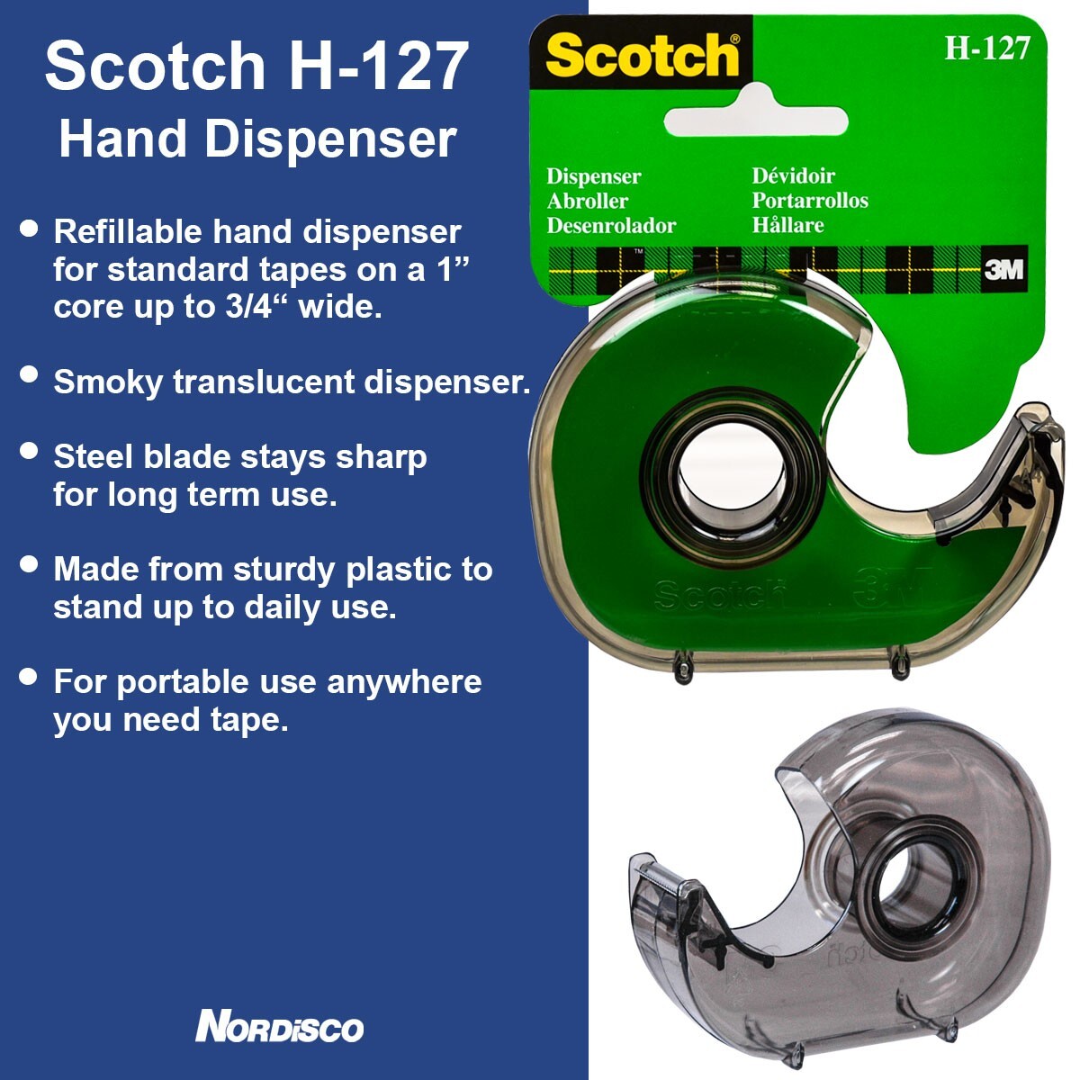 Scotch Magic Tape 810 3/4 x 1296" 2 Rolls of Tape Plus H127 Handheld Dispenser