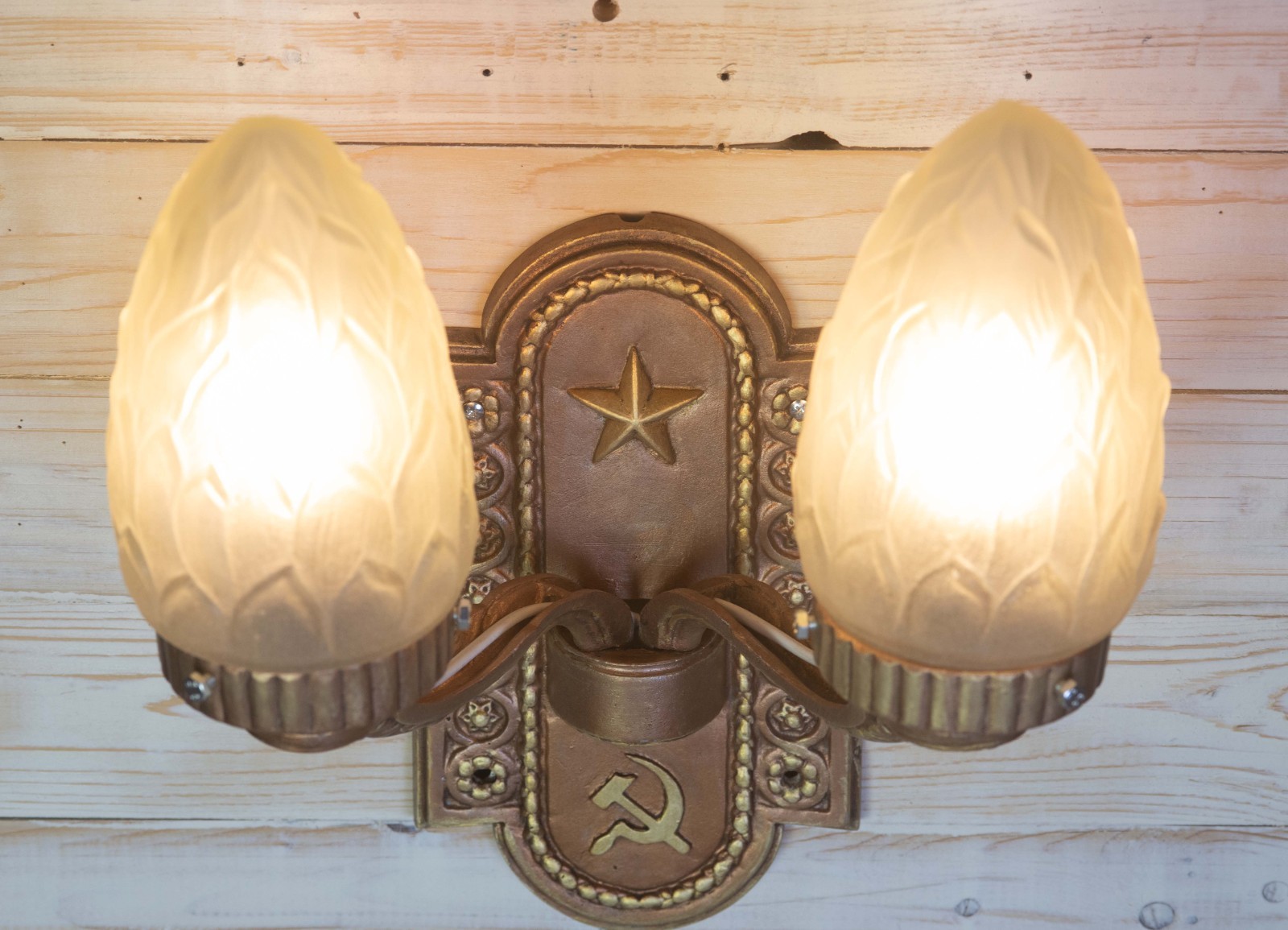 Vintage Soviet Wall Sconce Stalinist Empire Style with 2 Bulbs E26/E27