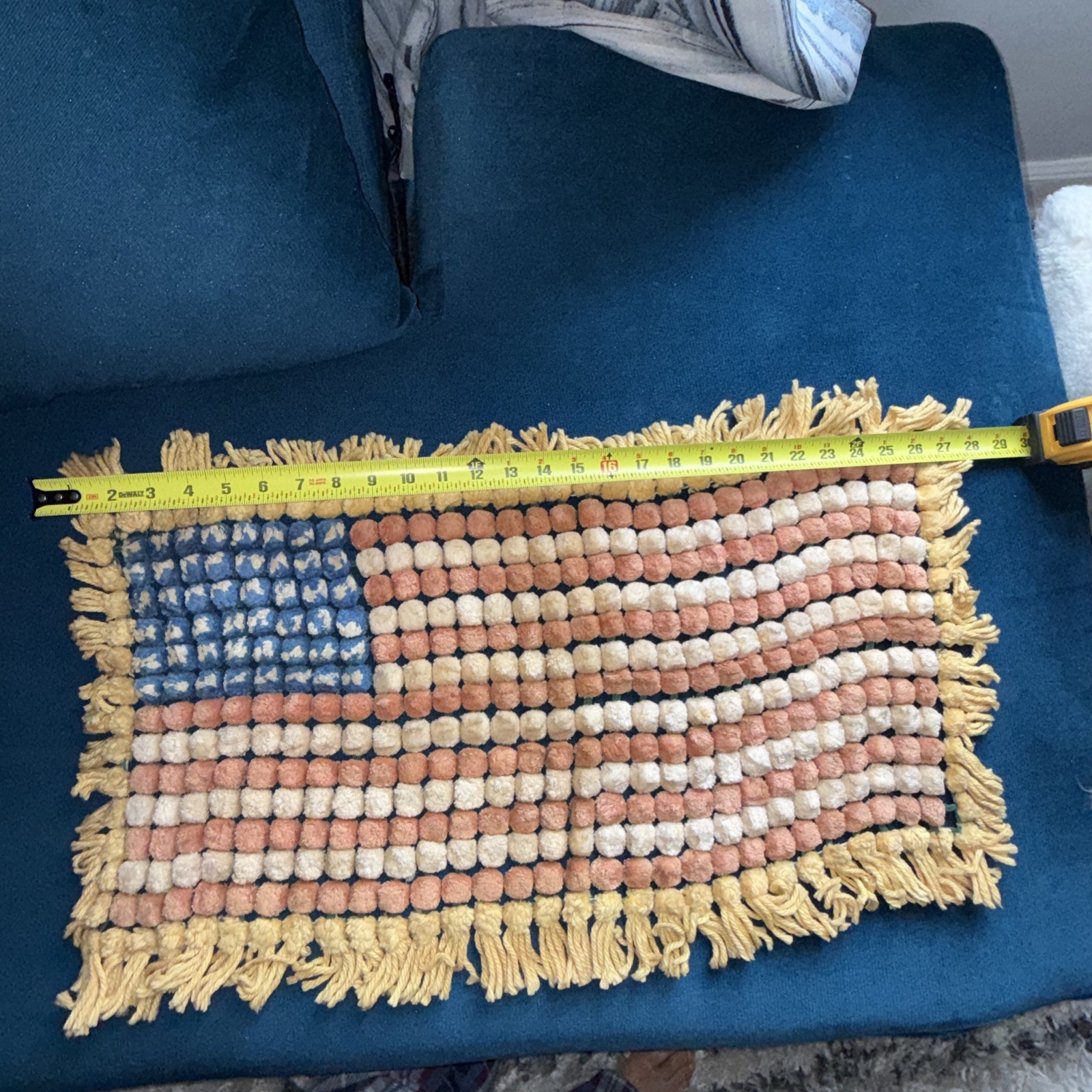 Victorian era American Country Flag Folk Art Embroidery Rare Item. 27” X 16”