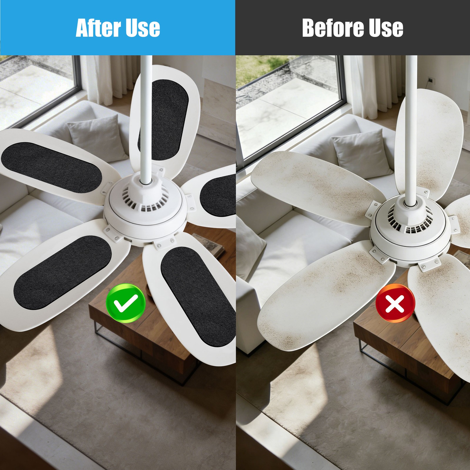 20 PCS Universal Ceiling Fan Filters Air Purifier Pads Trap Dust Odors Allergens