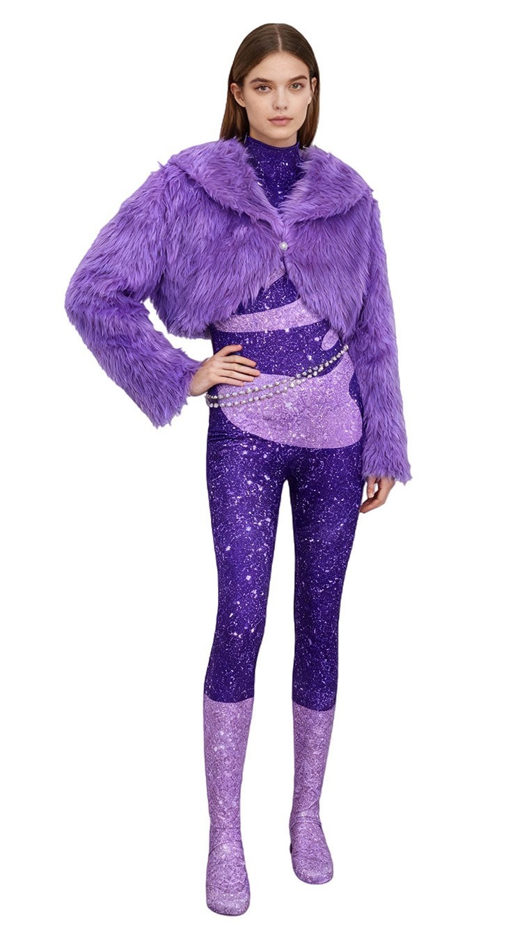 Kids Zootopia 2 Gazelle Cosplay Costume Antelope Singer Jumpsuit Purple Coat