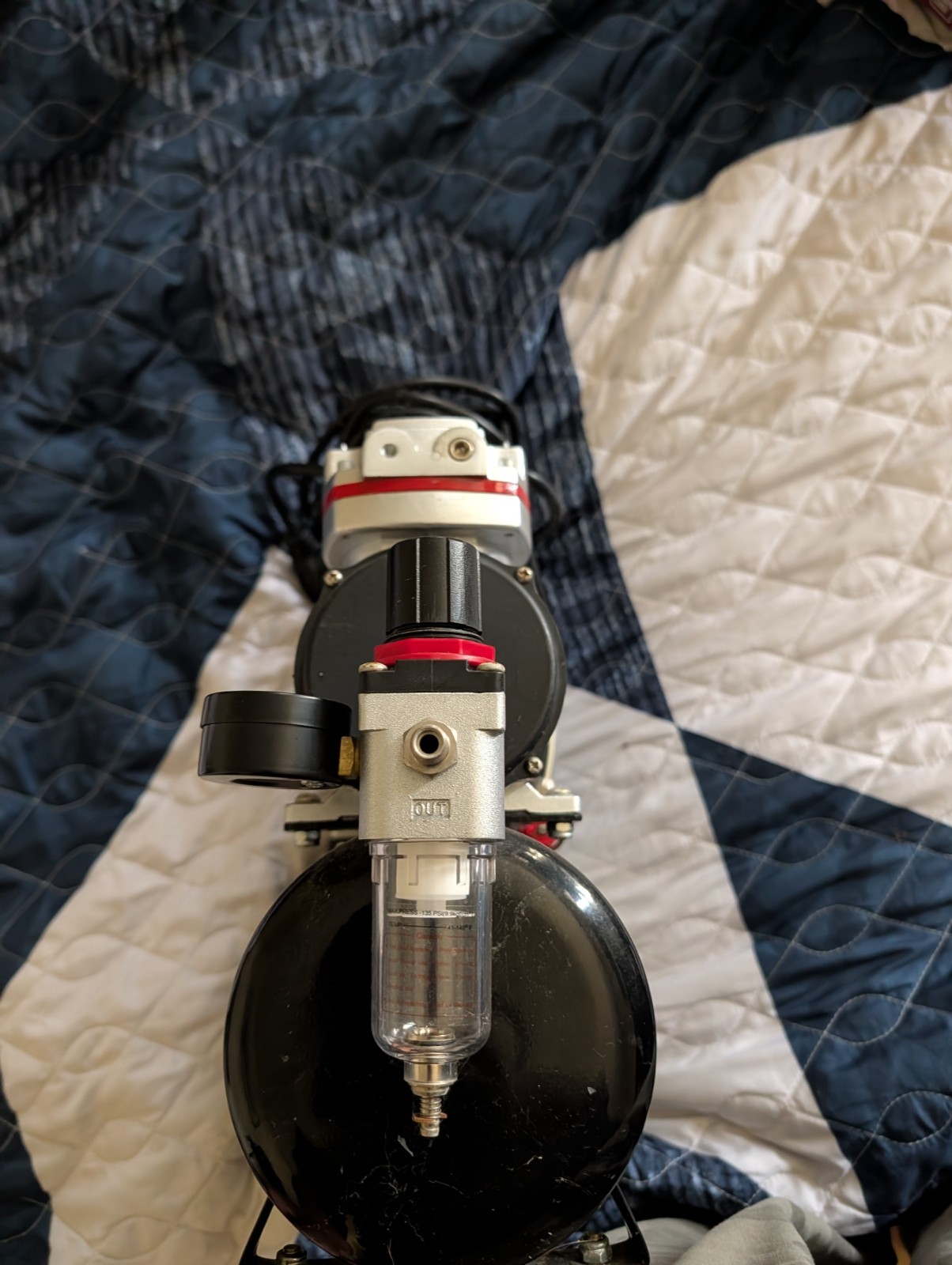 PointZero 1/3 HP Airbrush Compressor with Air Pump Tank Regulator and Water Trap