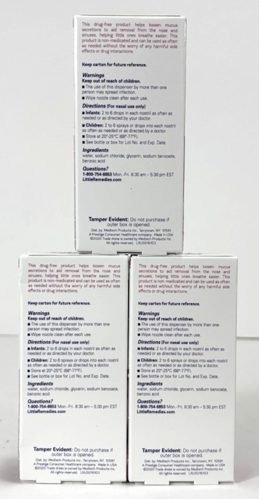 Little Remedies Saline Spray Drops For Noses Lot 3 Boxes 9/26 02/27