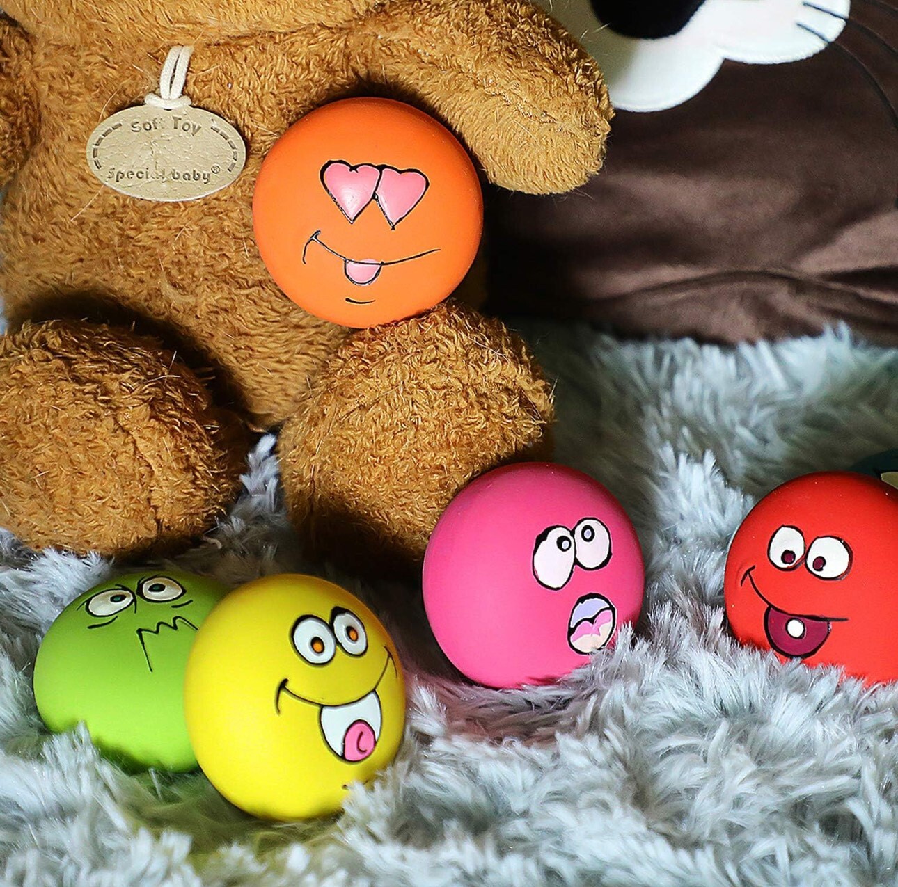 Squeaky Dog Toys Latex Rubber Soft Fetch Play Pet Balls Small Medium Dogs 6 PCS