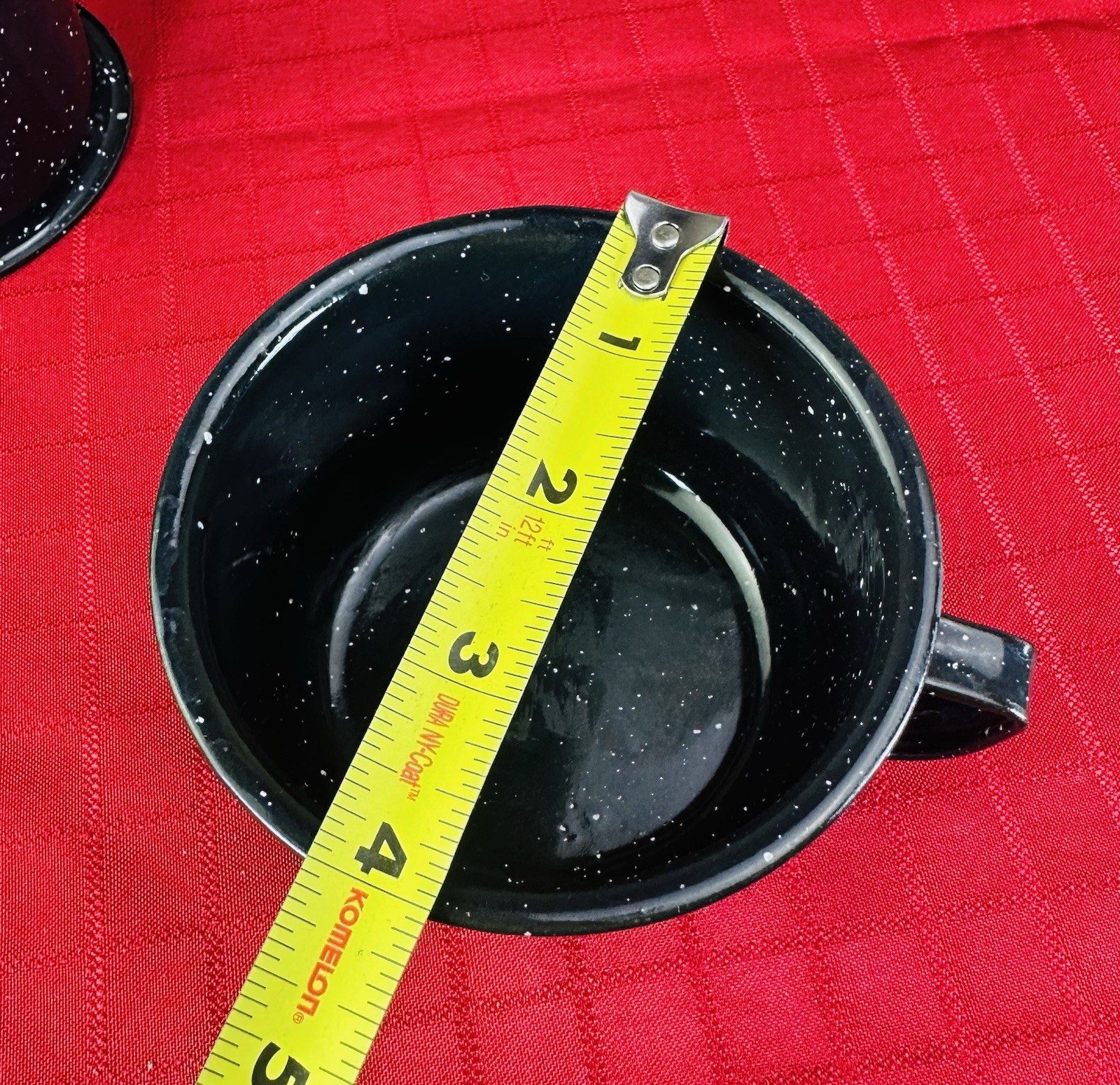 Set of 3 Black Speckled Enamelware Metal Camping Coffee Mugs Cups MCM Speckle