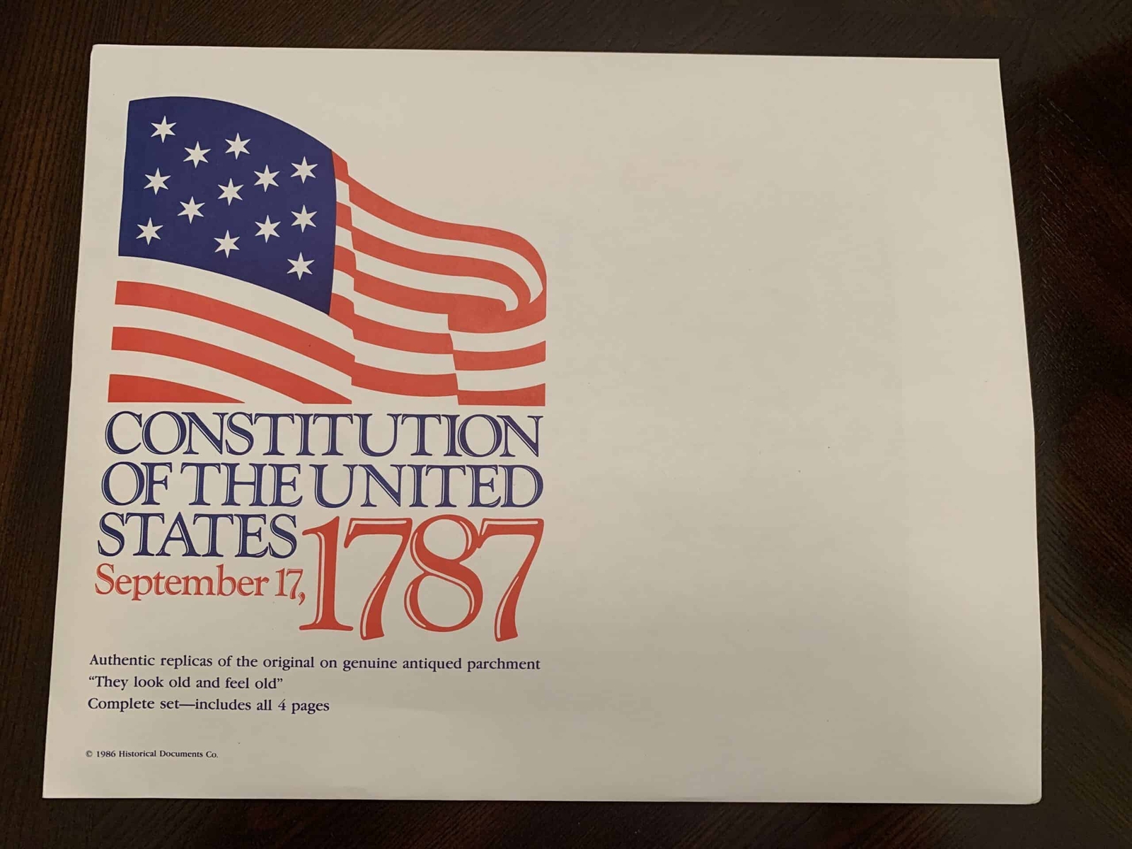 Four Page Parchment (legible) U.S. Constitution Set