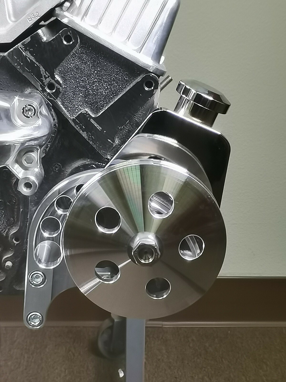 SBC Small Block Chevy Power Steering Bracket Long Water Pump Saginaw EWP 327 350