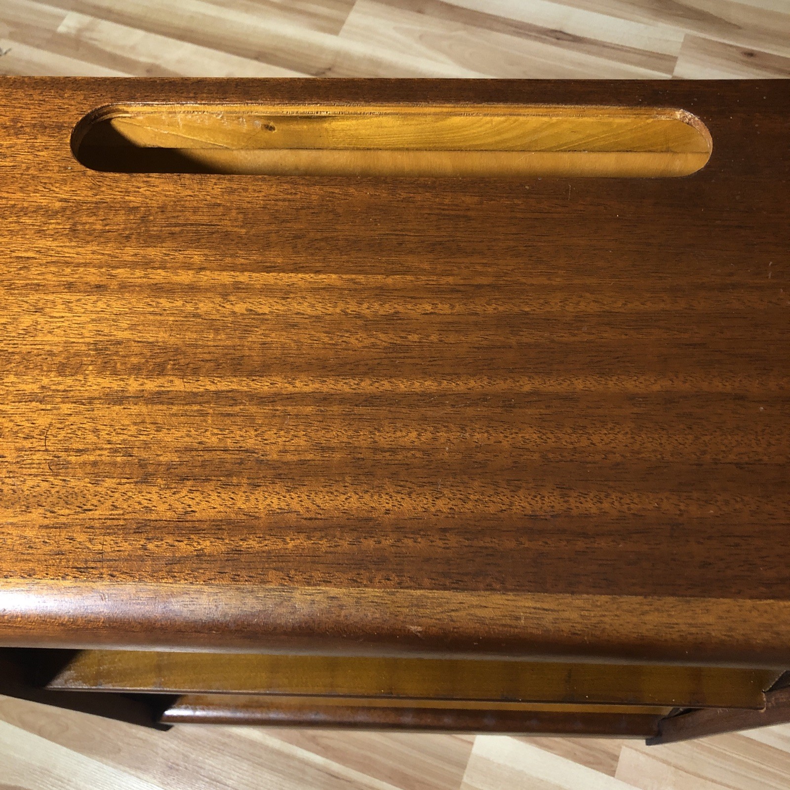 Midcentury Mahogany Wood Encyclopedia Bookcase Bookshelf Rounded Edges VTG MCM