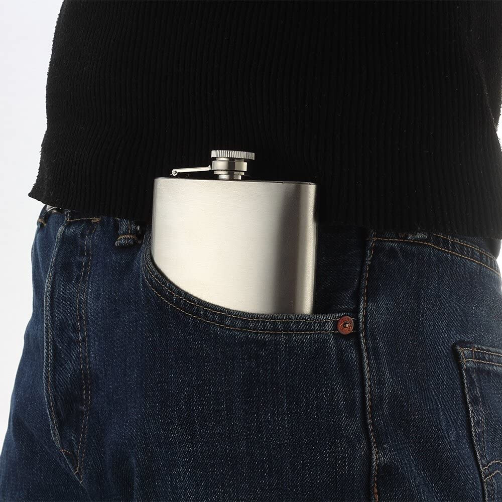 2-Pack 10 oz Liquor Pocket Hip Flask Stainless Steel Whiskey Screw Cap Flagon