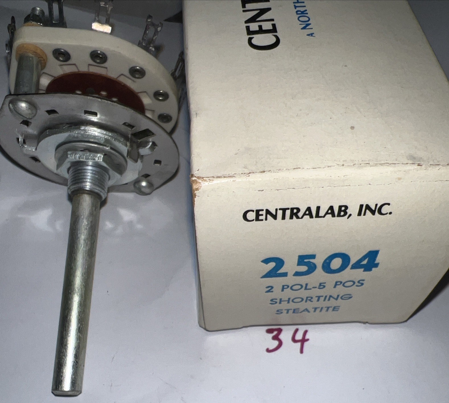 Centralab 2504 2-pole, 5-position Shorting Steatite Rotary Switch New in Box