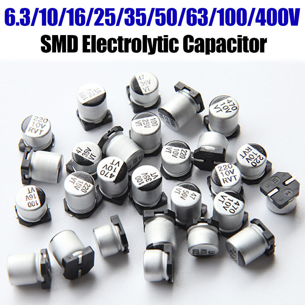 6.3V 10V 16V 25V 35V 50V 100V 400V SMD Aluminum Electrolytic Capacitor 1-1000 UF