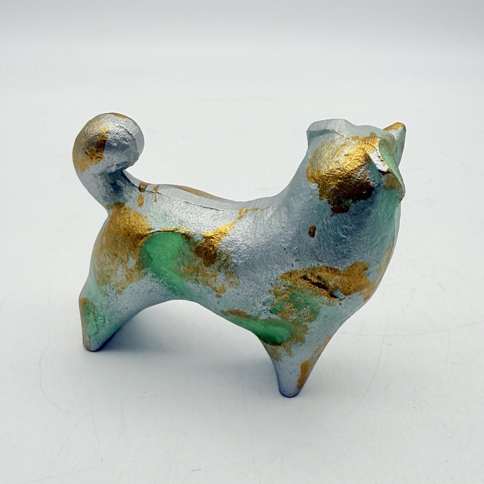 Vintage Signed Sotaro Saegusa Japanese Cast Iron Dog Sculpture