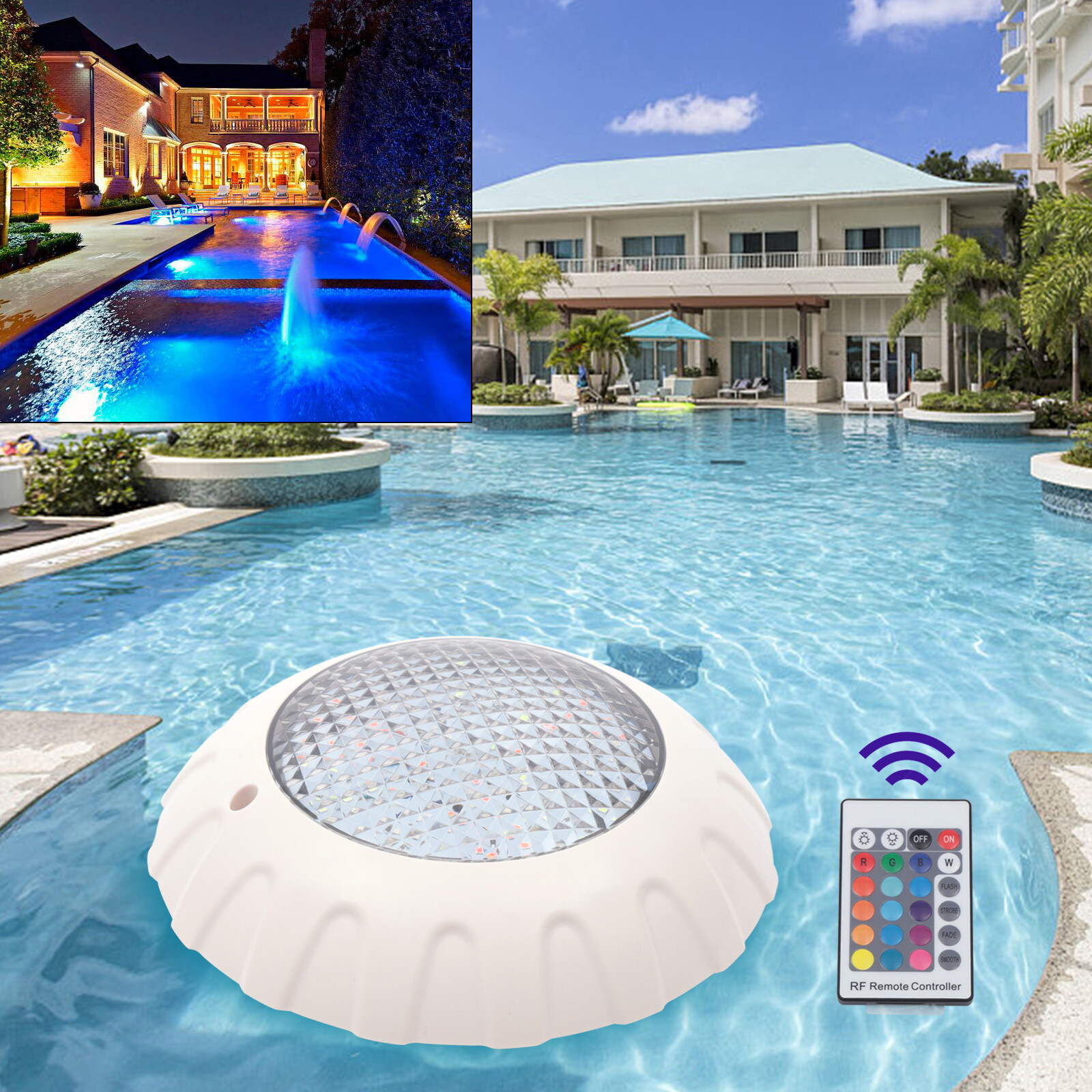12V 38W Waterproof RGB Swimming LED Pool Lights underwater light IP68 Lamp Spa