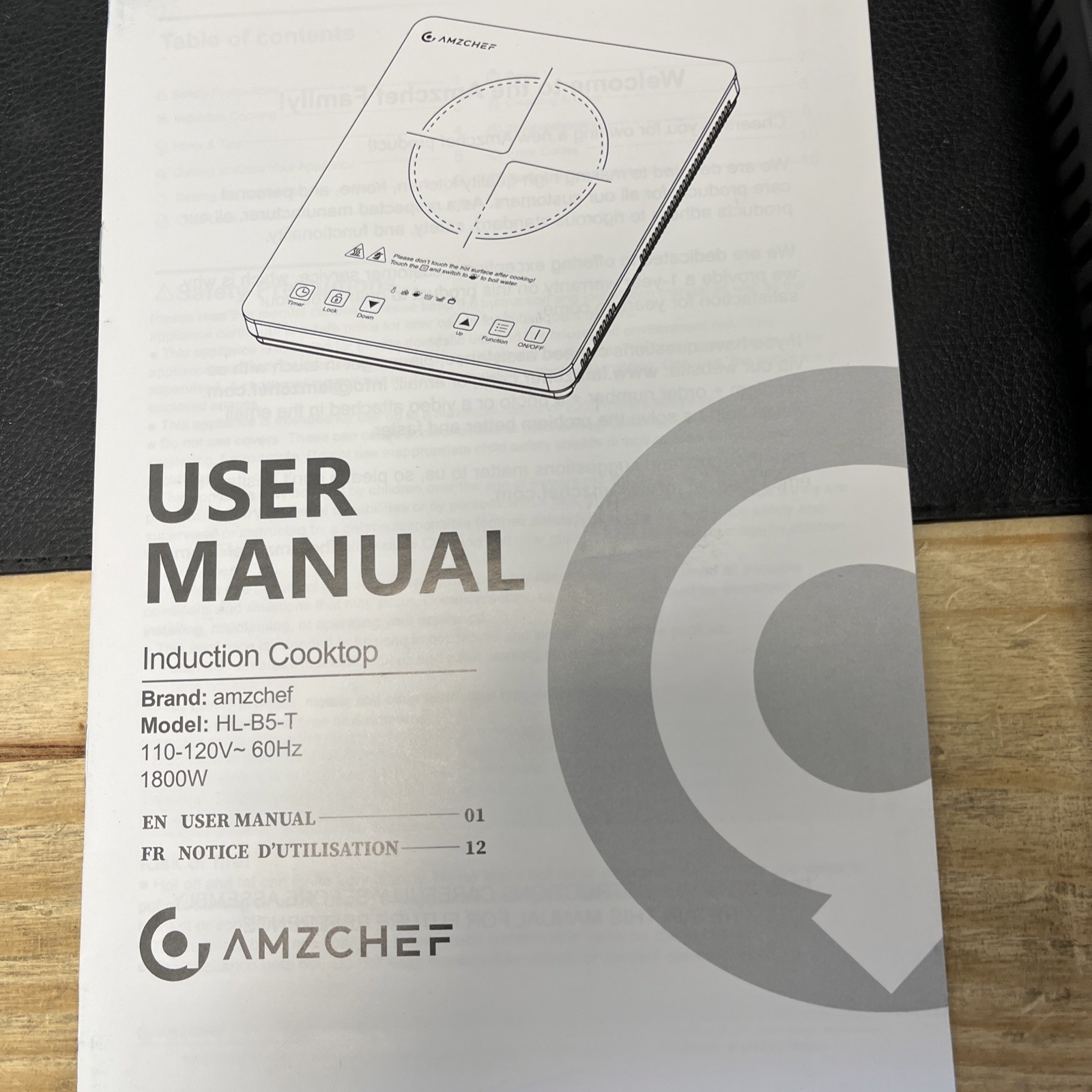 AMZCHEF Portable Induction Cooktop 20 Temperature & Power Levels 1800W Induct...