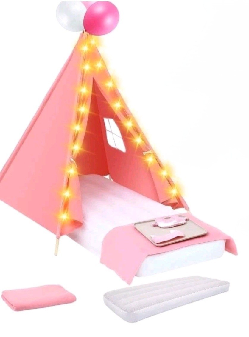 🏕️ ⭐ Windyun 2-Pack Kids Teepee Tent Sleepover Party Set – Pink