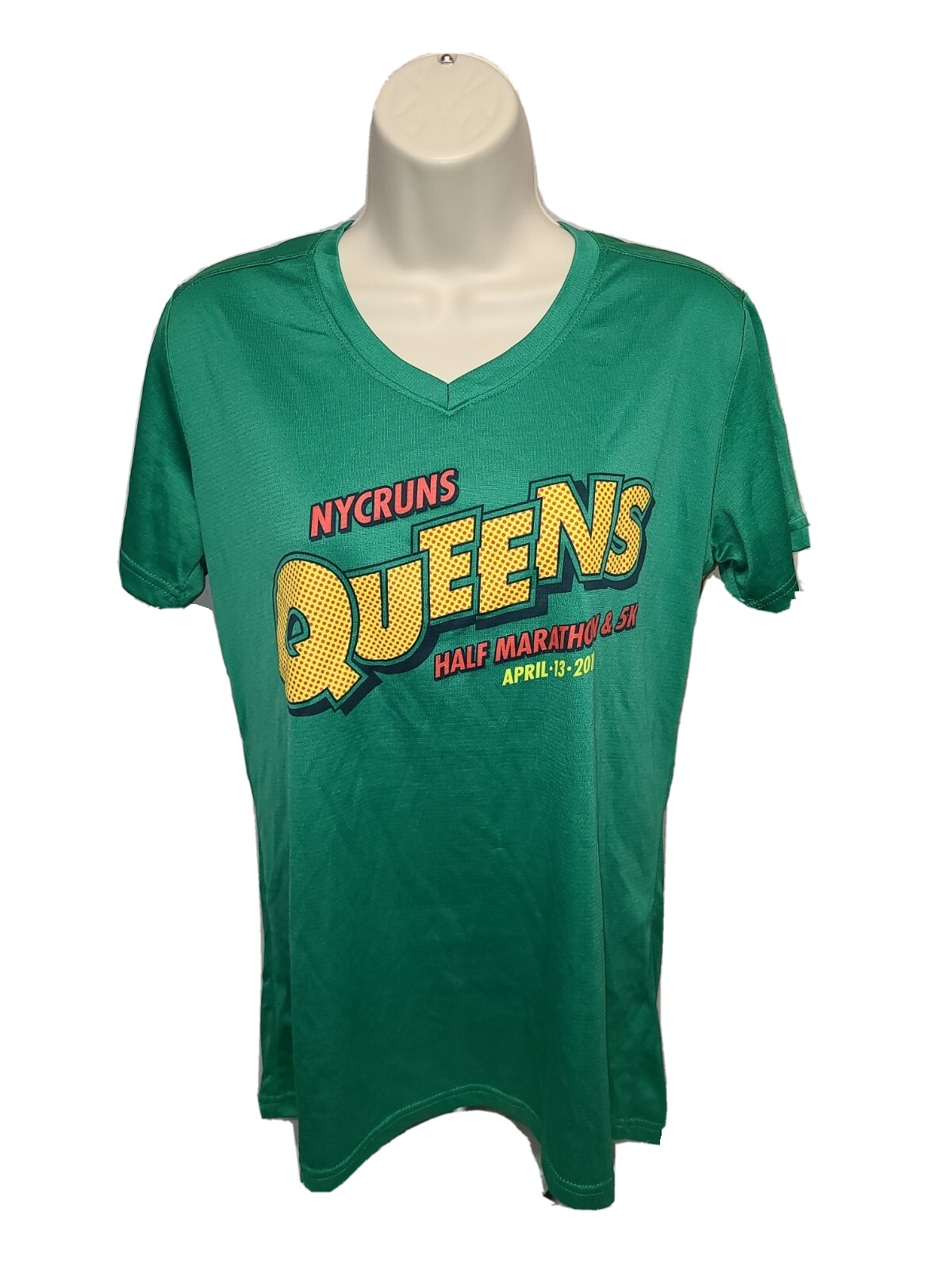 2019 NYC Runs Queens Half Marathon & 5K Womens Medium Green Jersey