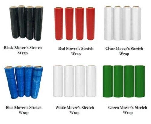Movers Stretch Wrap Hand Plastic Shrink Film 20" x 1000' - Multiple Colors