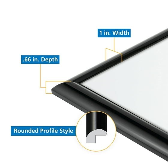 12" x 18" Rounded Photo Poster and Picture Frame Home Office Wall Decor, Black