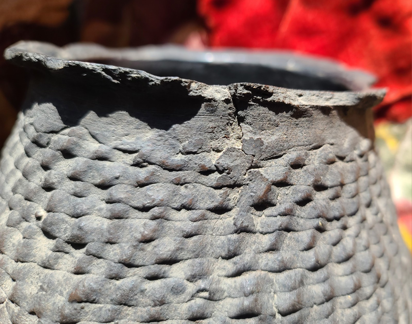 Ancient Anasazi Corrugated Olla Pot Jar Vessel 7" Tall Native American Artifact