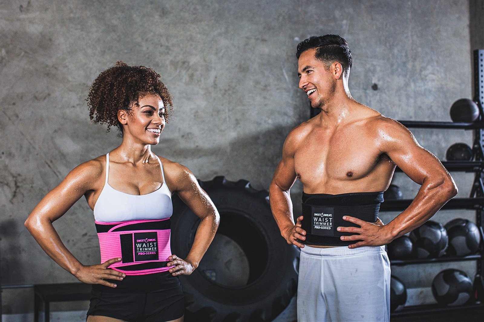 Sweet Sweat Waist Trimmer Pro - Black / White XS / S (38 x 8in) 3.5 - 4mm thick