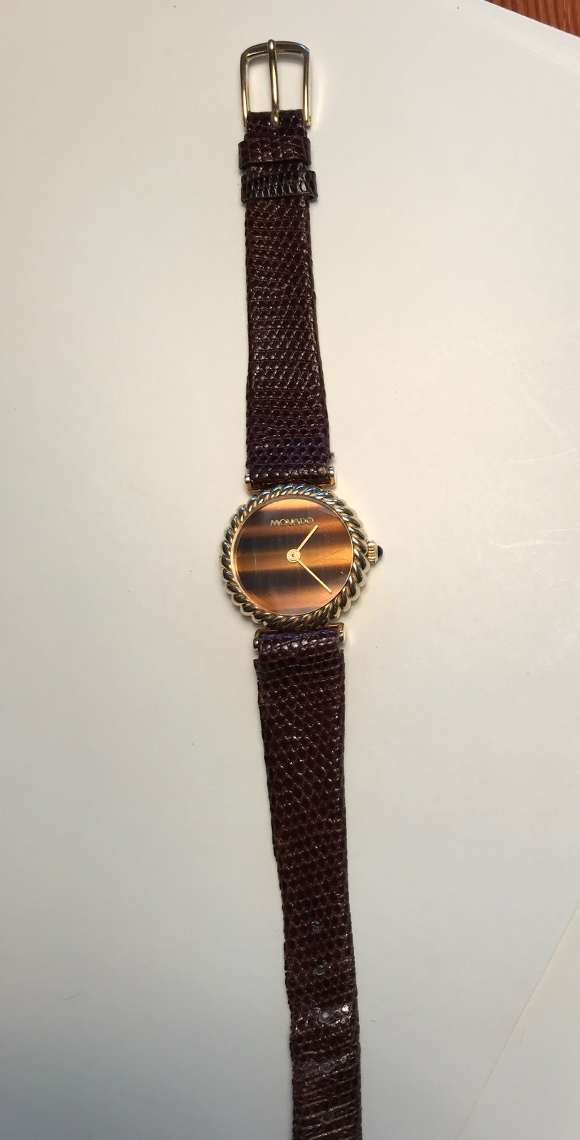 Movado 14K Gold Tigers Eye Face Antique  Watch