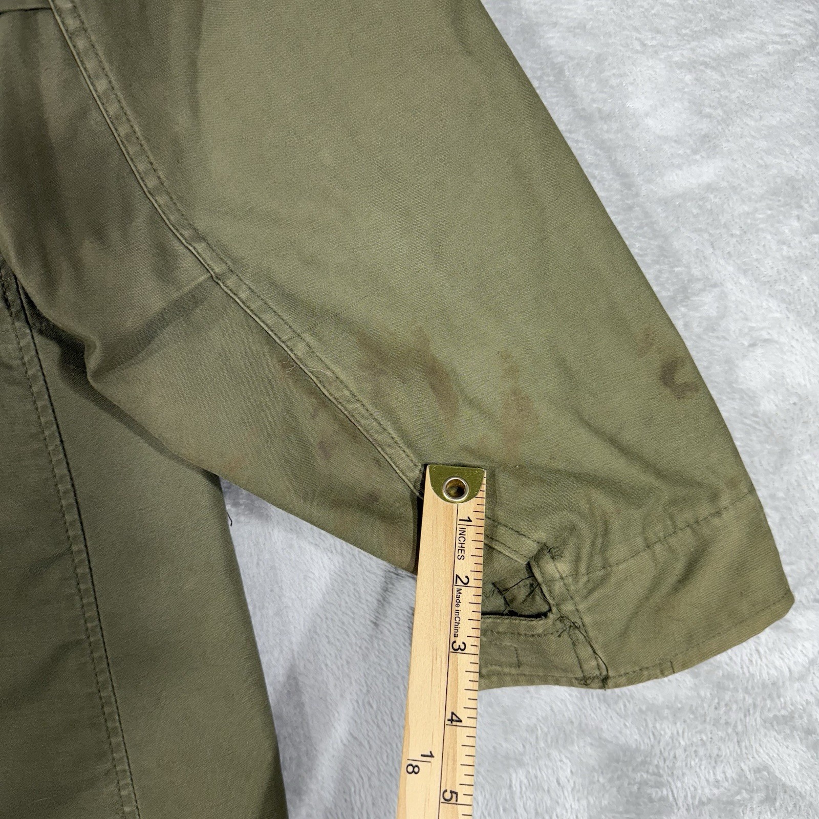 VTG US Military Jacket Mens Medium LONG Green OG-107 Cold Weather Field Coat 80s