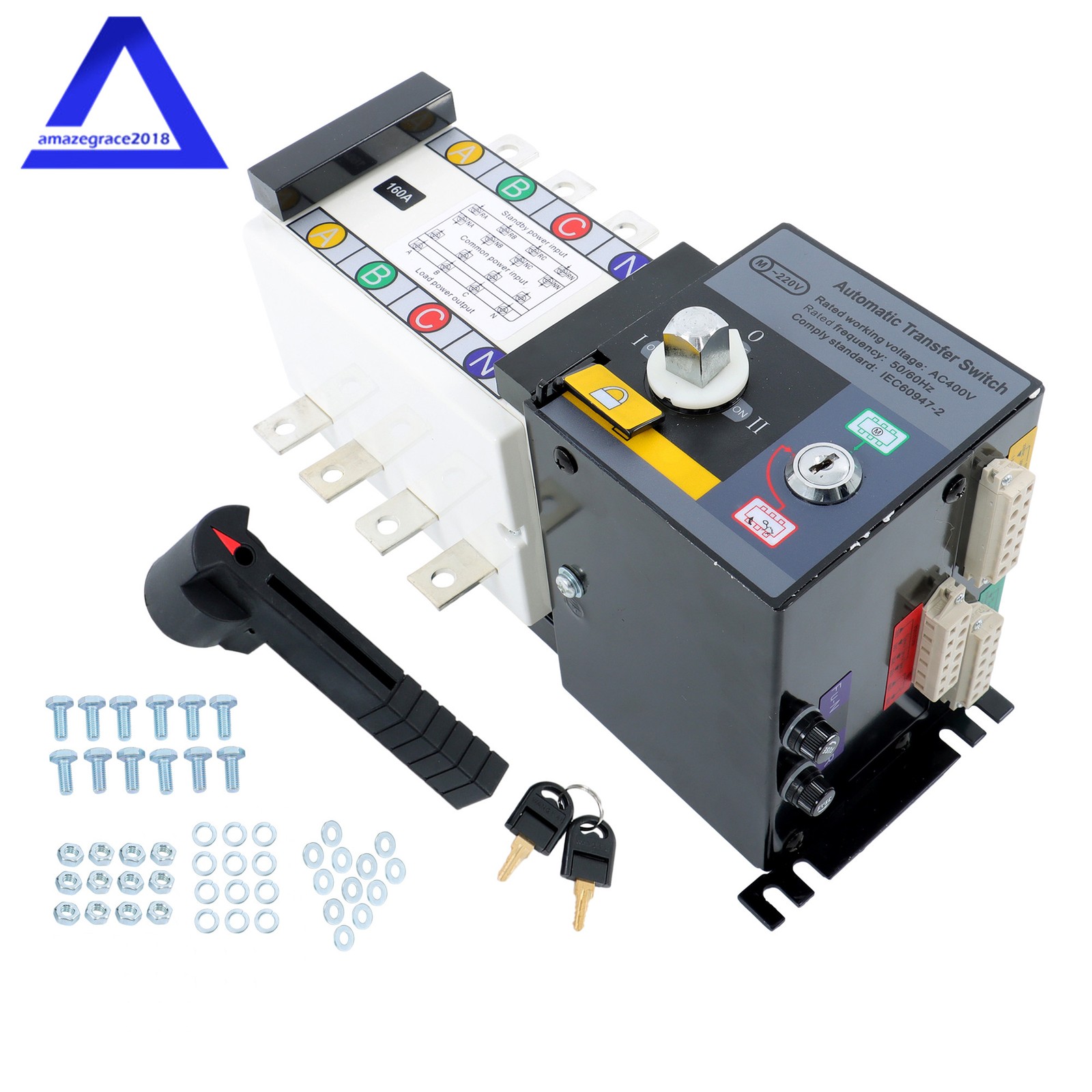1PC Industrial Automatic Transfer Switch 160A 4P 110/220V Grid to AC Generator