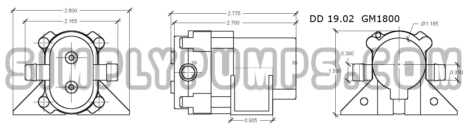 Micro Miniature Quiet Food Safe Plastics Gear Pump 12 Volt DC 1.3 LPM GM1800