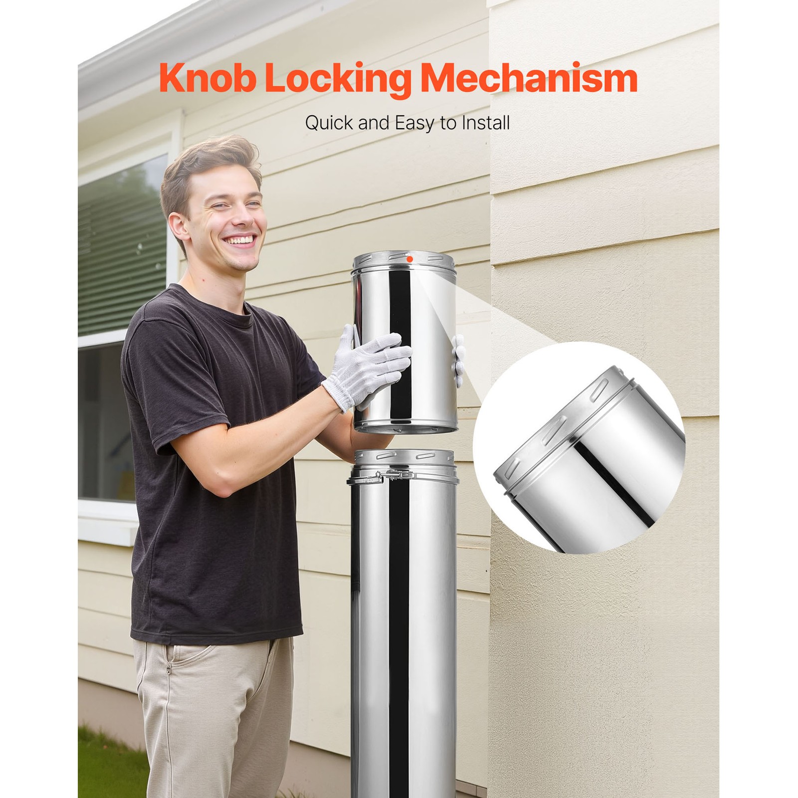 Uimoso 6 x 48 Inch Stainless Steel Insulated Double-Wall Chimney Pipe